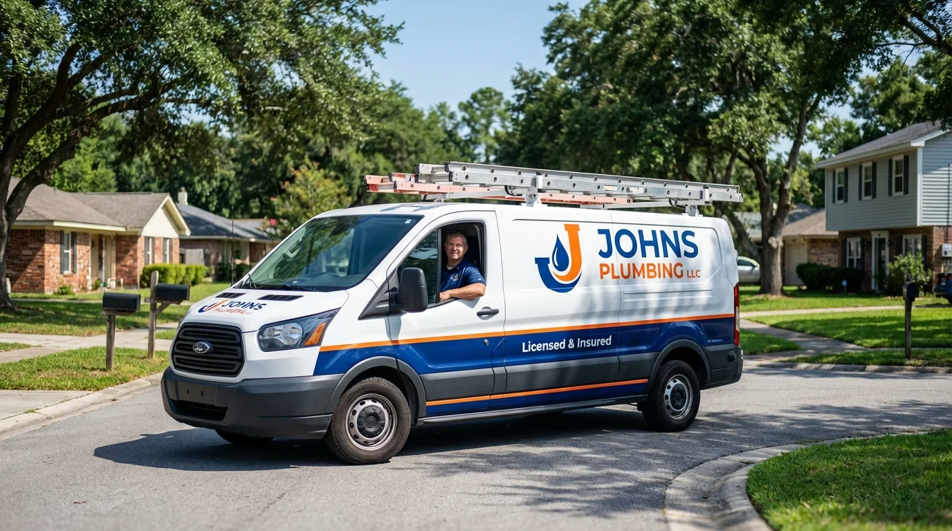 Johns Plumbing LLC service van in Hollandale, MS