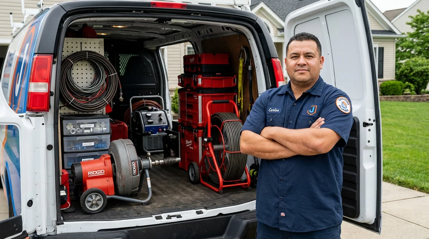 Professional drain cleaning equipment and Johns Plumbing LLC plumber in Hollandale