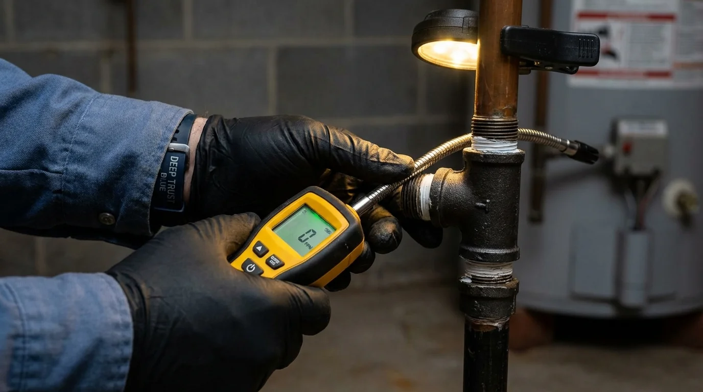 Gas leak detection with electronic sniffer by Johns Plumbing LLC in Hollandale