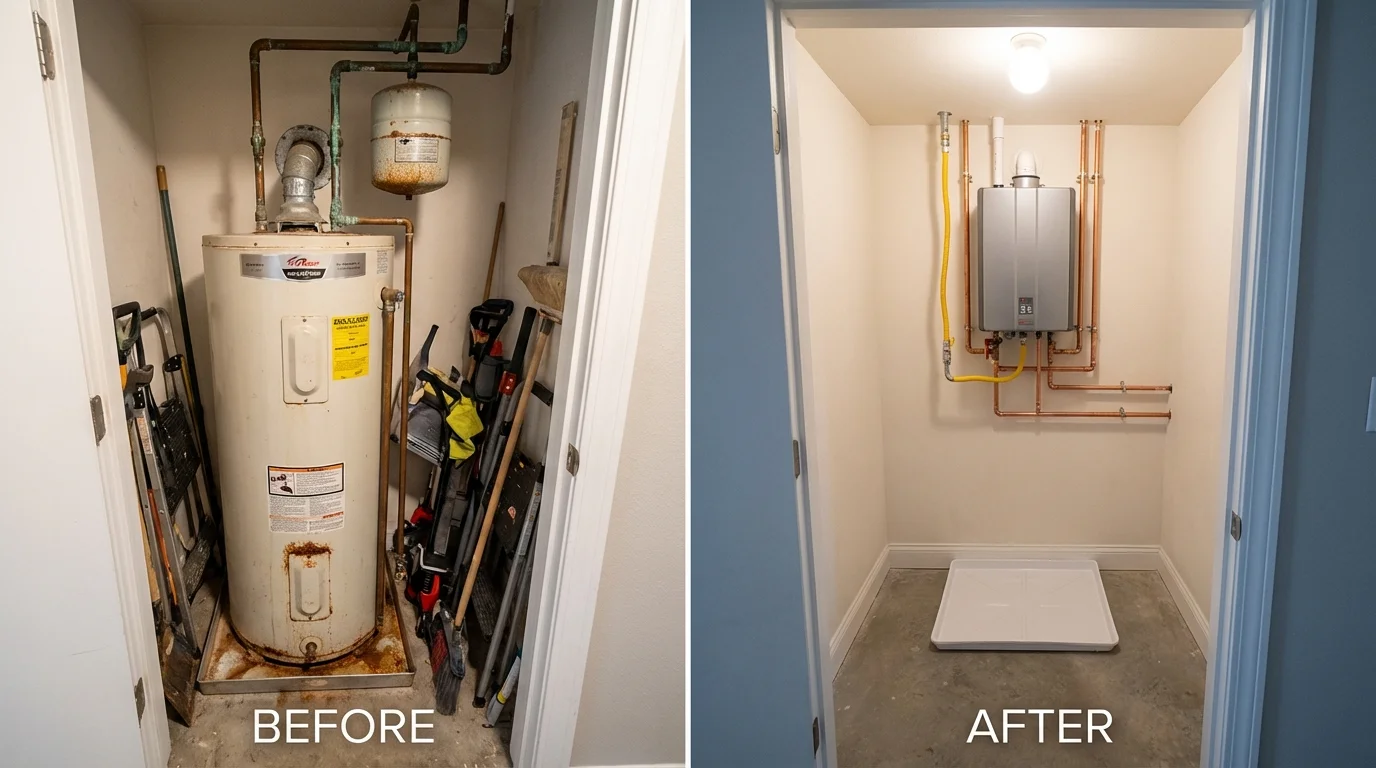 Tank water heater versus wall-mounted tankless unit comparison for Hollandale, MS homeowners